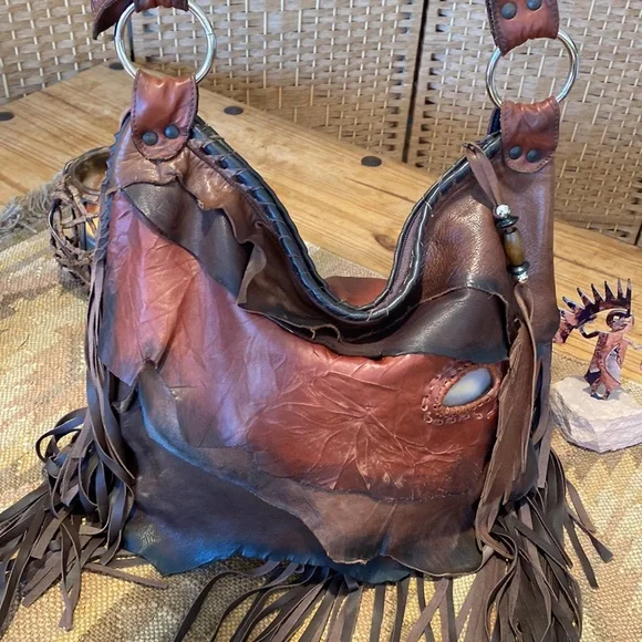 🎉  AMAZING BOHEMIAN LEATHER & STONE BAG‼️ - Picture 6 of 17